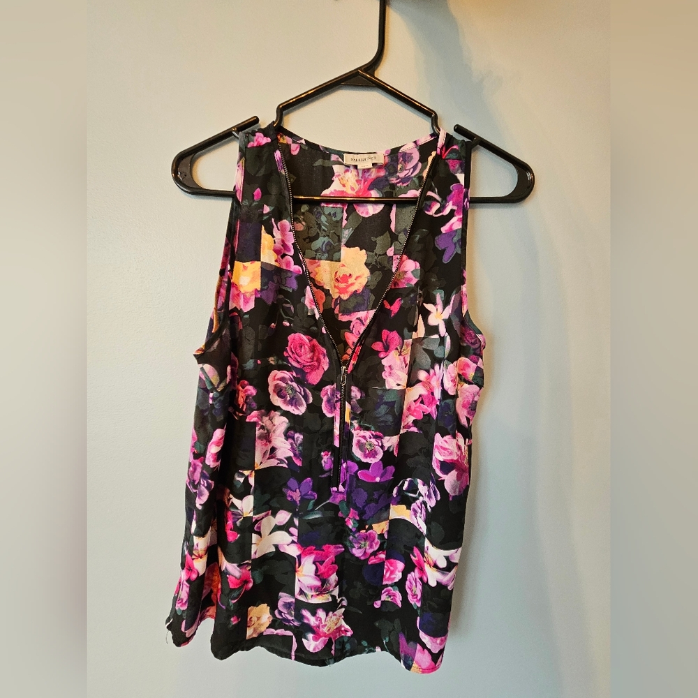 Smart Set Pink Floral Sleeveless Tank Top